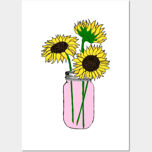 Sunflowers in a Pink Jar Posters and Art